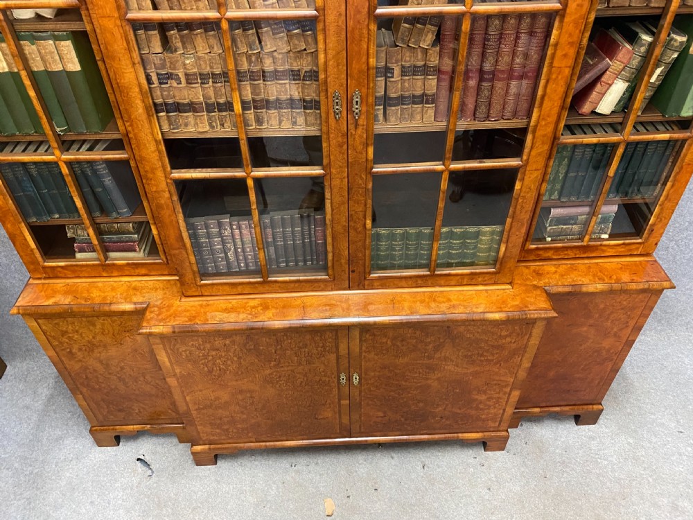 Burr Walnut Breakfront Bookcase View VIII