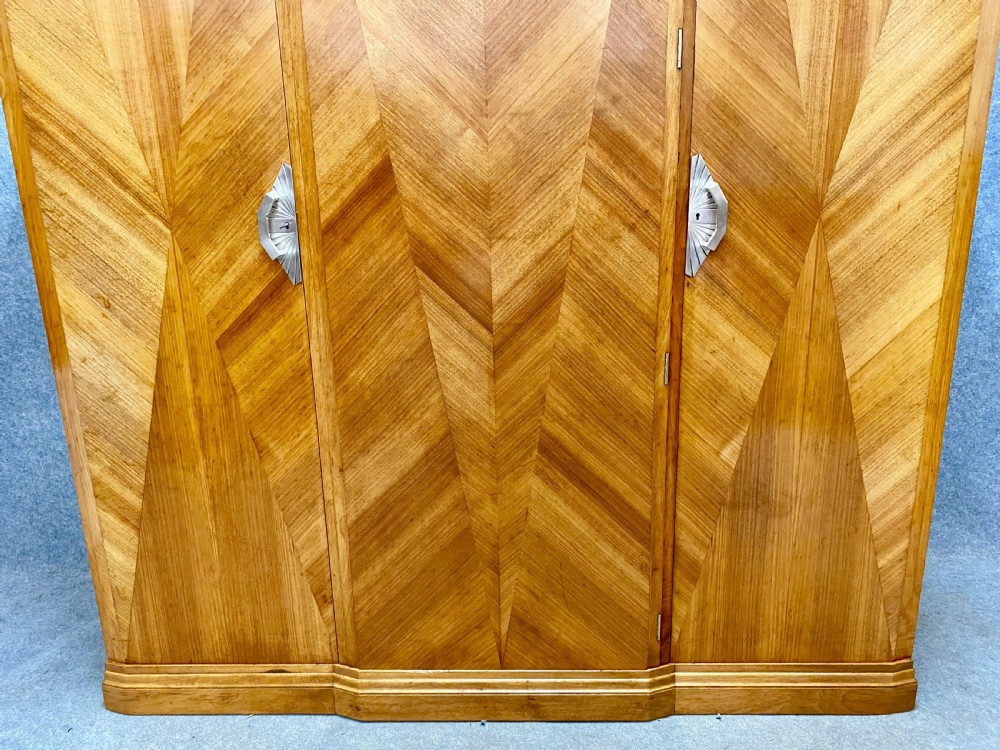 Stunning Art Deco Breakfront Walnut Wardrobe View V
