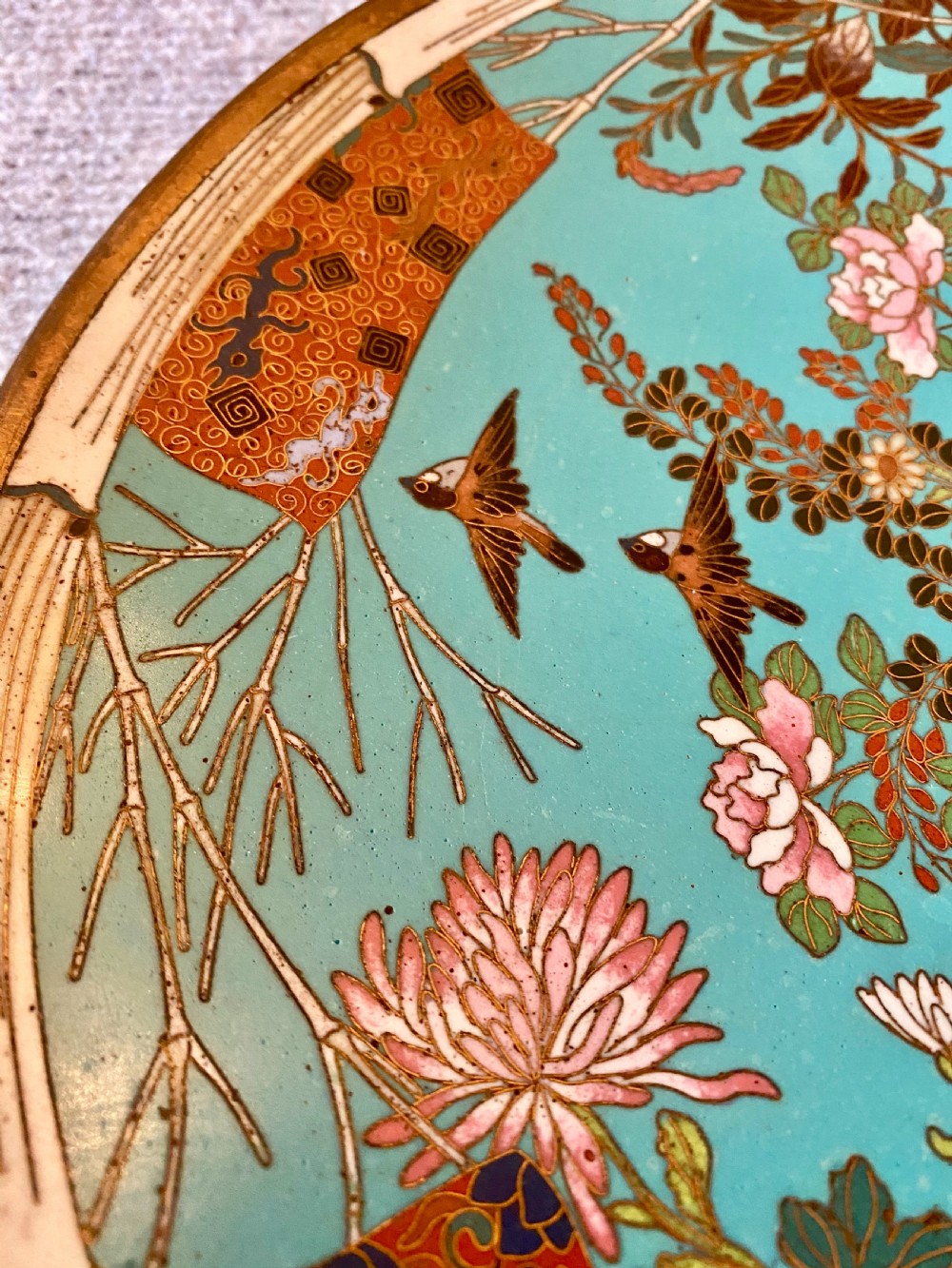 Meiji period Cloisonné Plate Charger View V