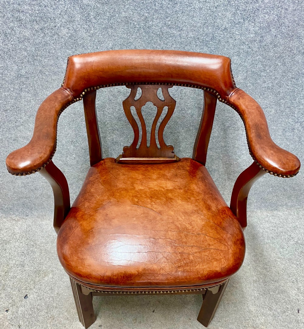 George III Style Mahogany & Leather Desk or LibraryChair View II
