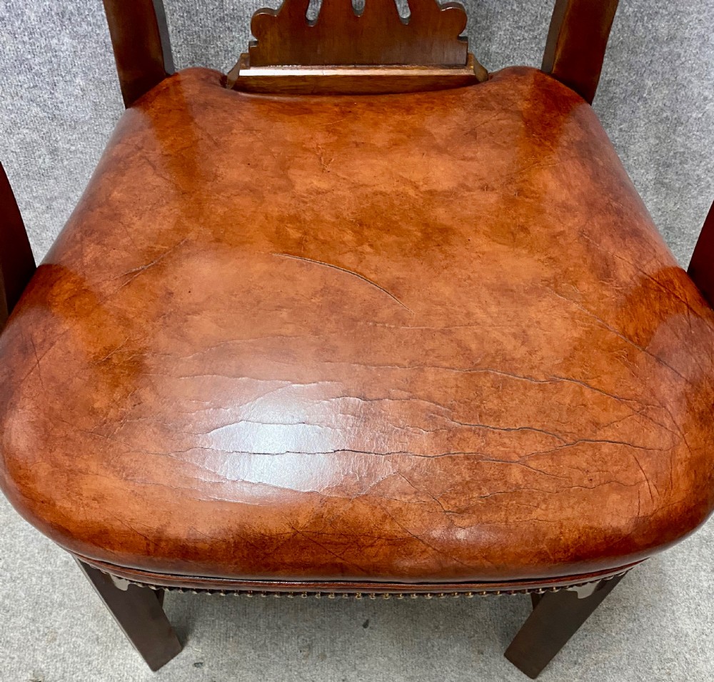 George III Style Mahogany & Leather Desk or LibraryChair View IX