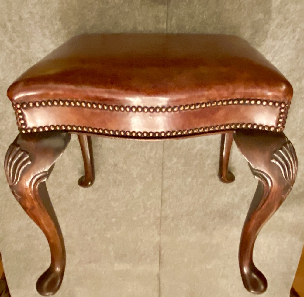 George I Style Mahogany & Leather Stool View II