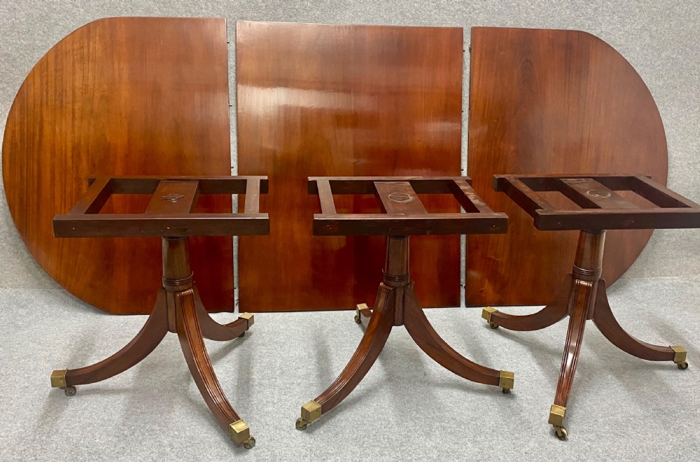 Antique Mahogany 3 Pillar Dining Table View VI