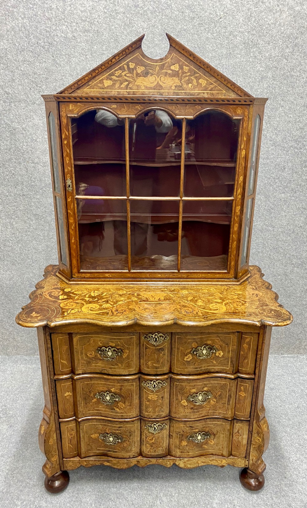 Antique Dutch Marquetry Cabinet on Chest