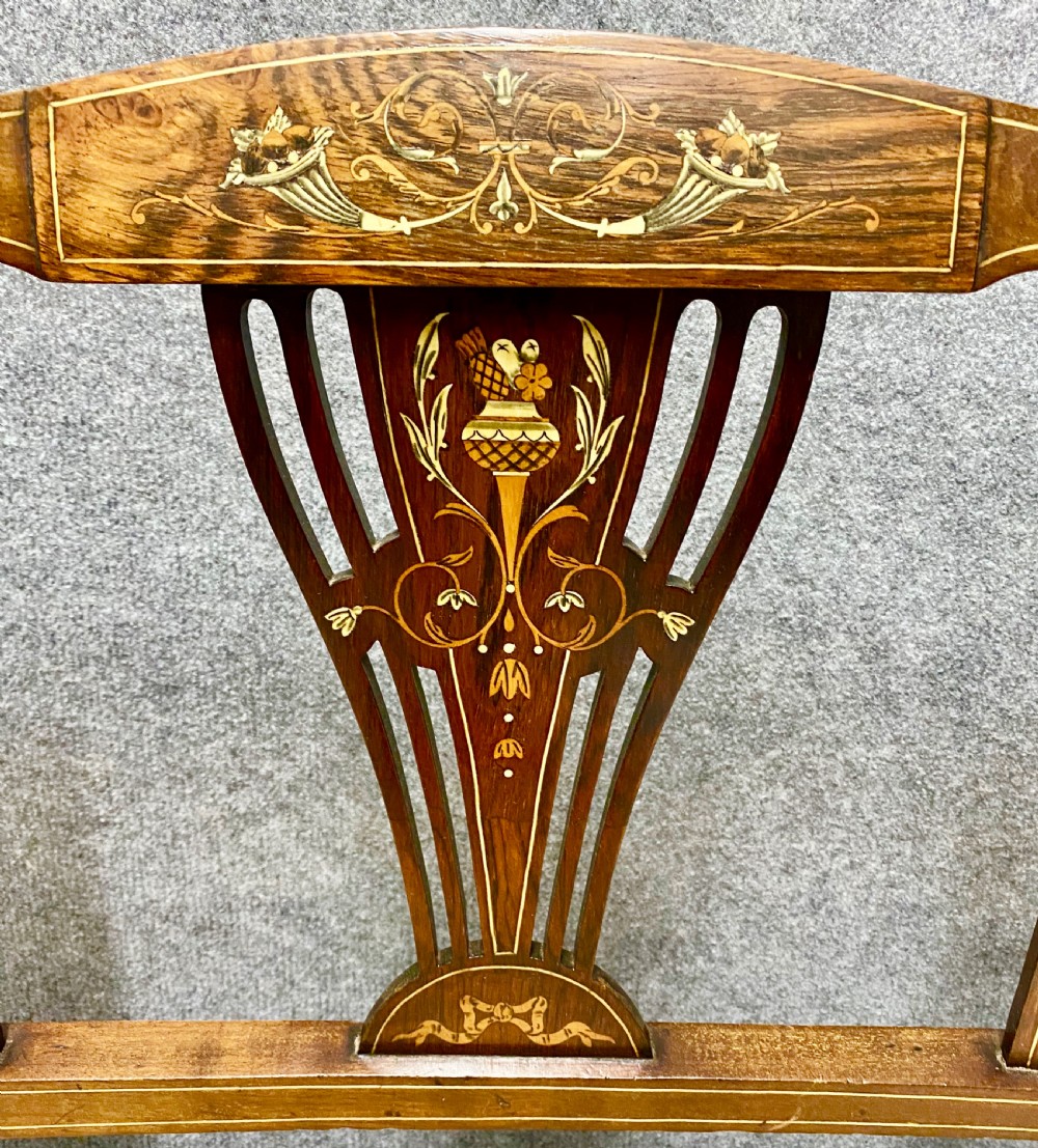 Small Edwardian Inlaid Settee View II