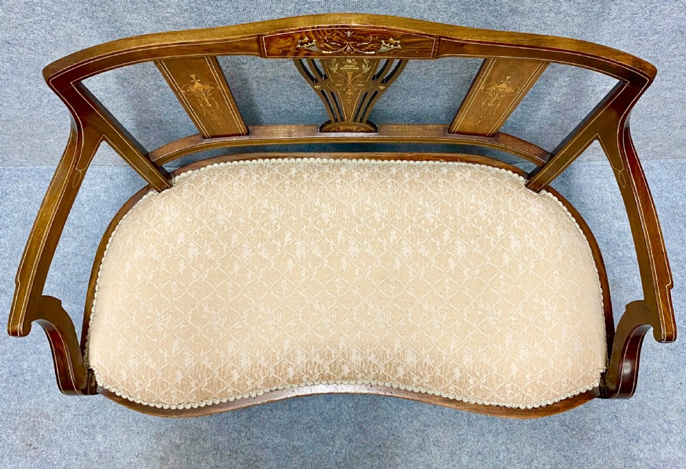 Small Edwardian Inlaid Settee View IV