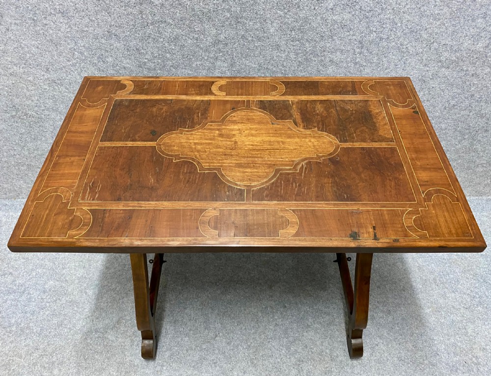 19th.C Spanish Inlaid Table With Iron Supports View II