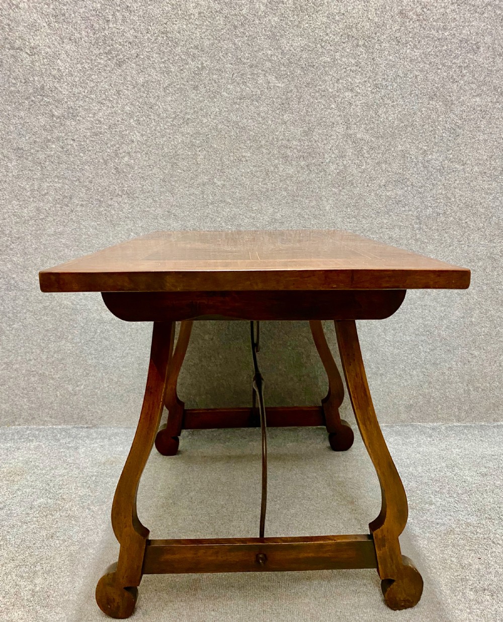 19th.C Spanish Inlaid Table With Iron Supports View IV