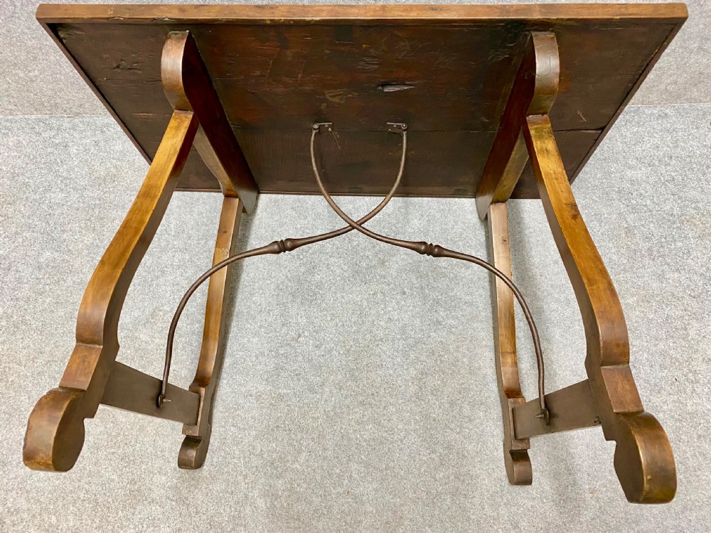 19th.C Spanish Inlaid Table With Iron Supports View V