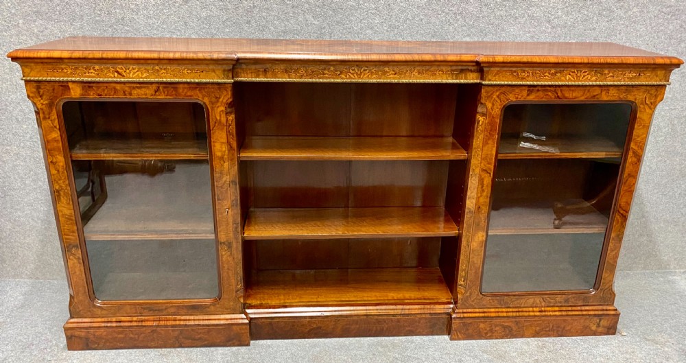 Superb Burr Walnut Open & Enclosed Bookcase