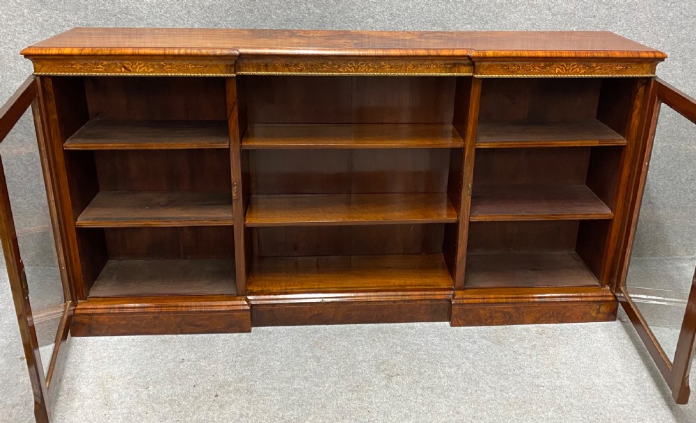 Superb Burr Walnut Open & Enclosed Bookcase View VI