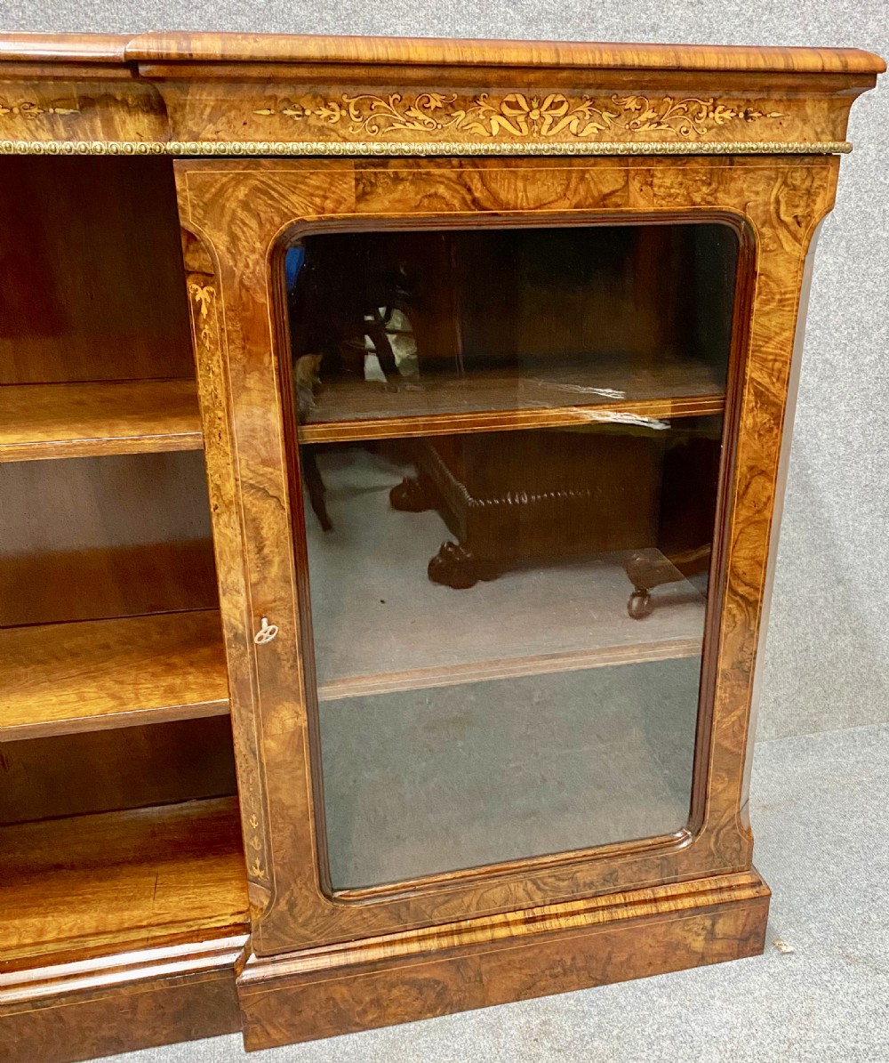 Superb Burr Walnut Open & Enclosed Bookcase View VII