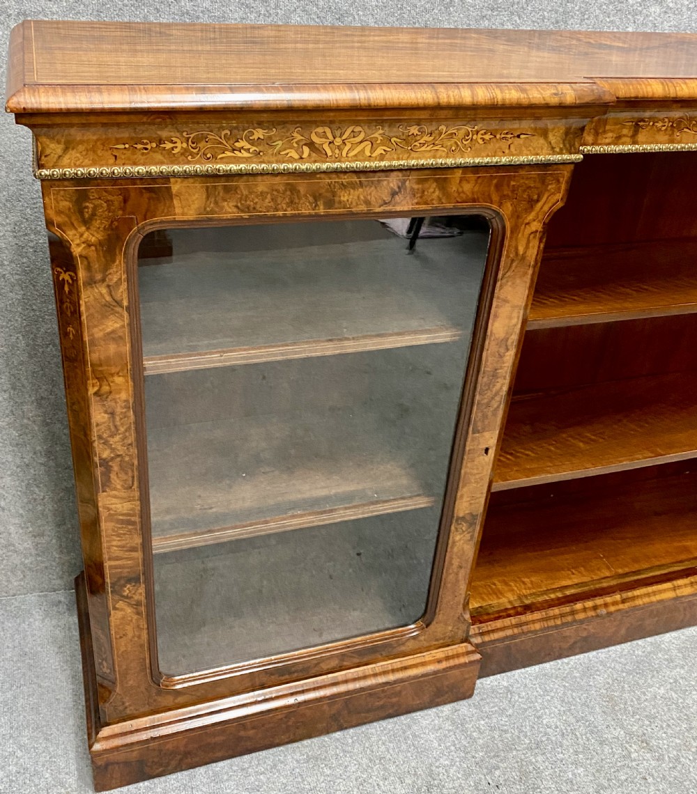 Superb Burr Walnut Open & Enclosed Bookcase View VIII