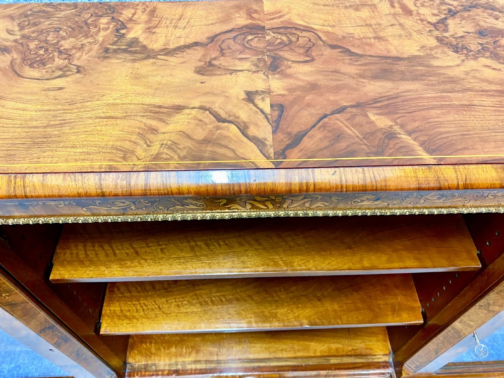 Superb Burr Walnut Open & Enclosed Bookcase View X