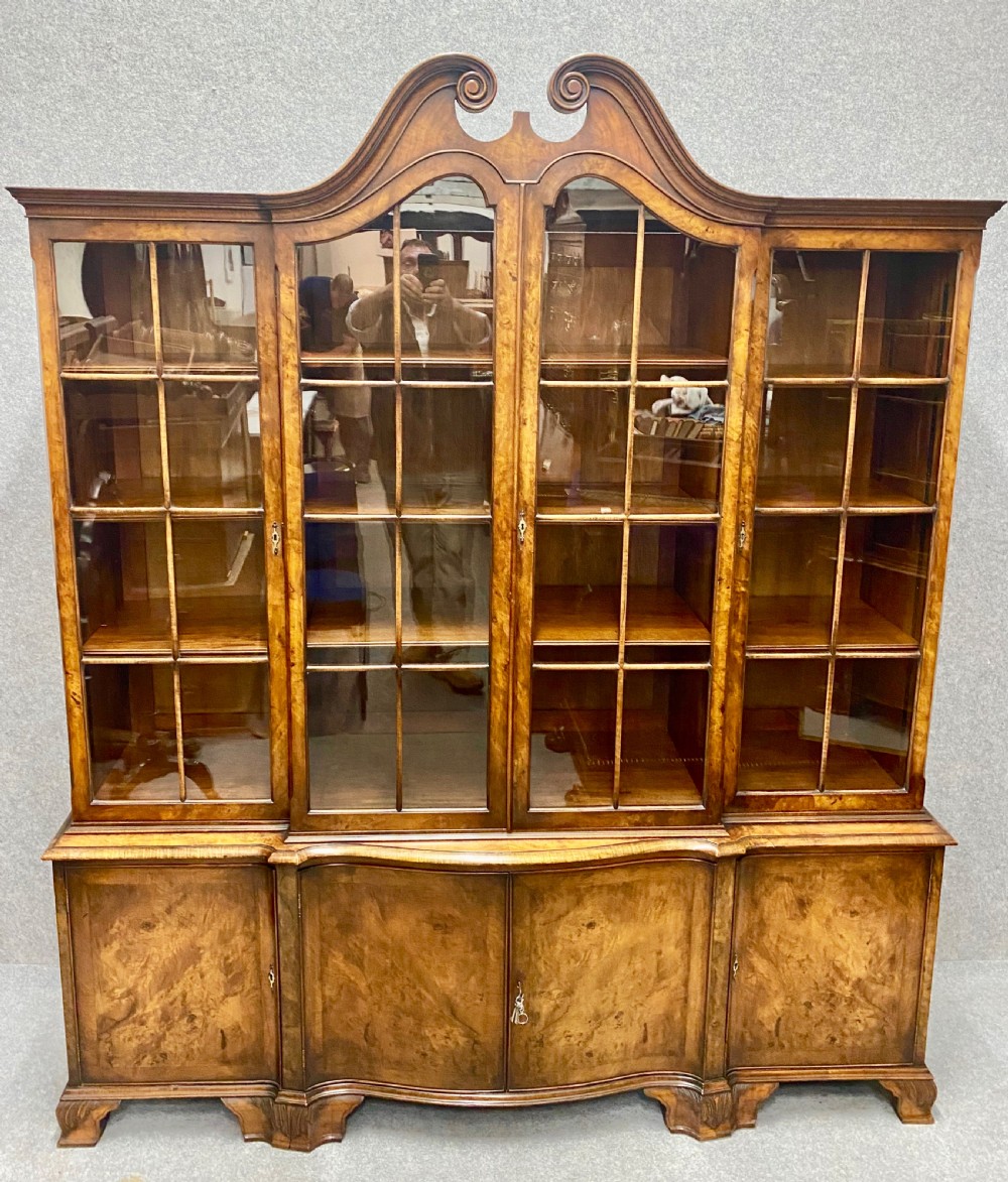 Maple & Co. Breakfront Walnut Bookcase