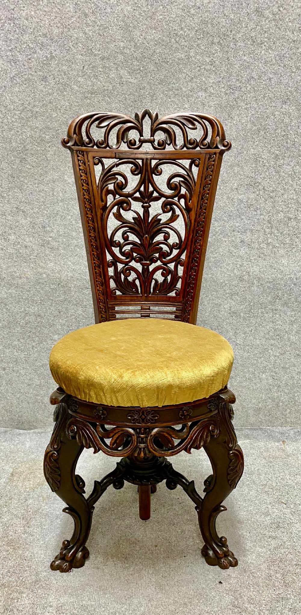 Unusual Anglo Indian Adjustable Music Chair