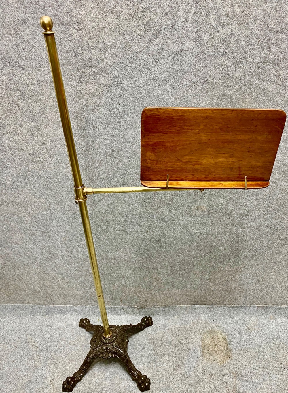 Antique Brass Wood & Steel Reading Stand View VII