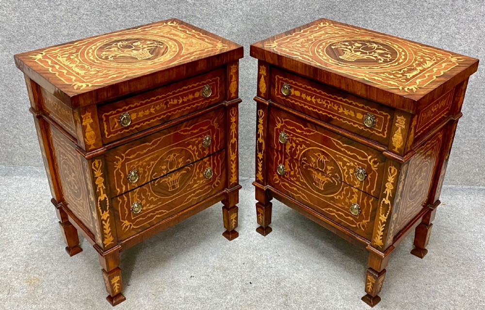 Good Pair of Marquetry Inlaid Bedside Chests View IX