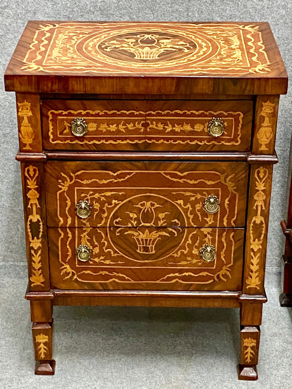 Good Pair of Marquetry Inlaid Bedside Chests View II