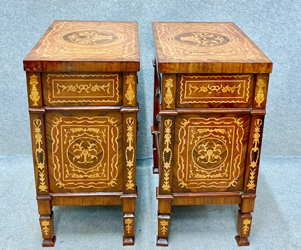 Good Pair of Marquetry Inlaid Bedside Chests View V