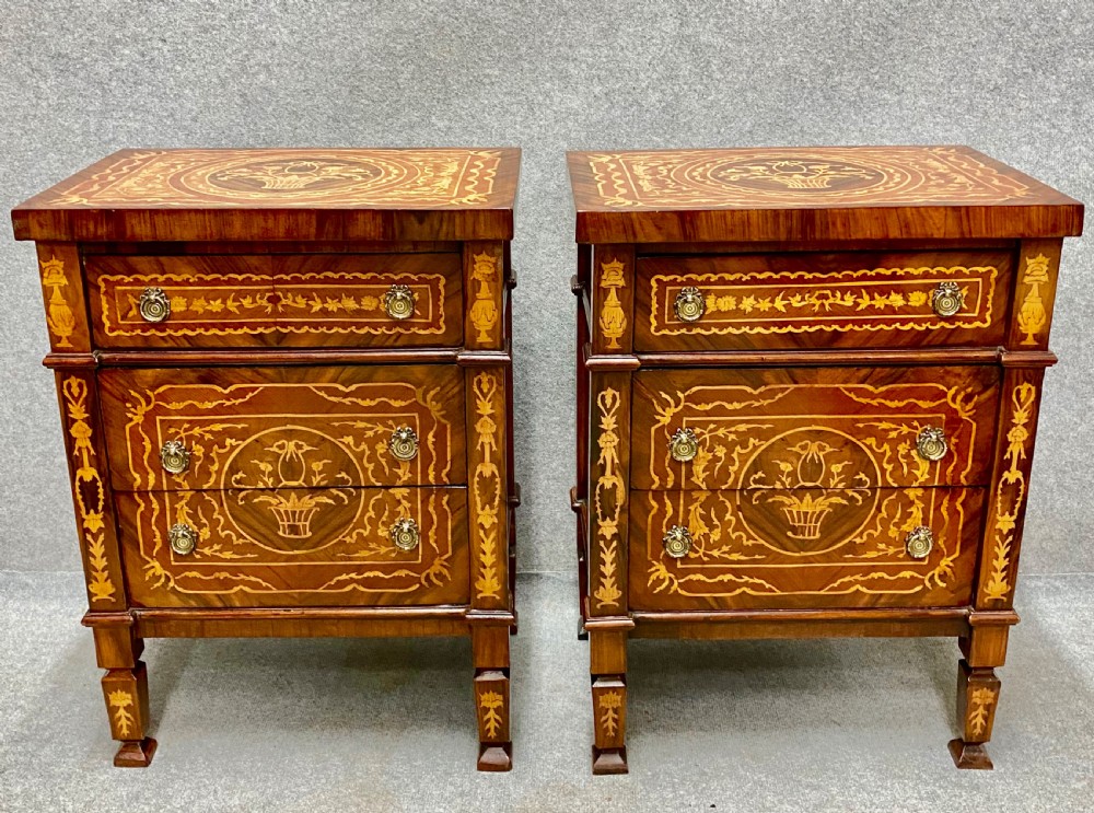 Good Pair of Marquetry Inlaid Bedside Chests