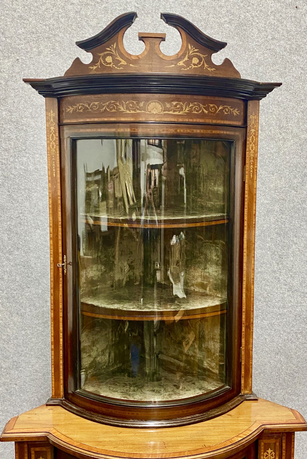 Sheraton Revival Inlaid Corner Cabinet View II