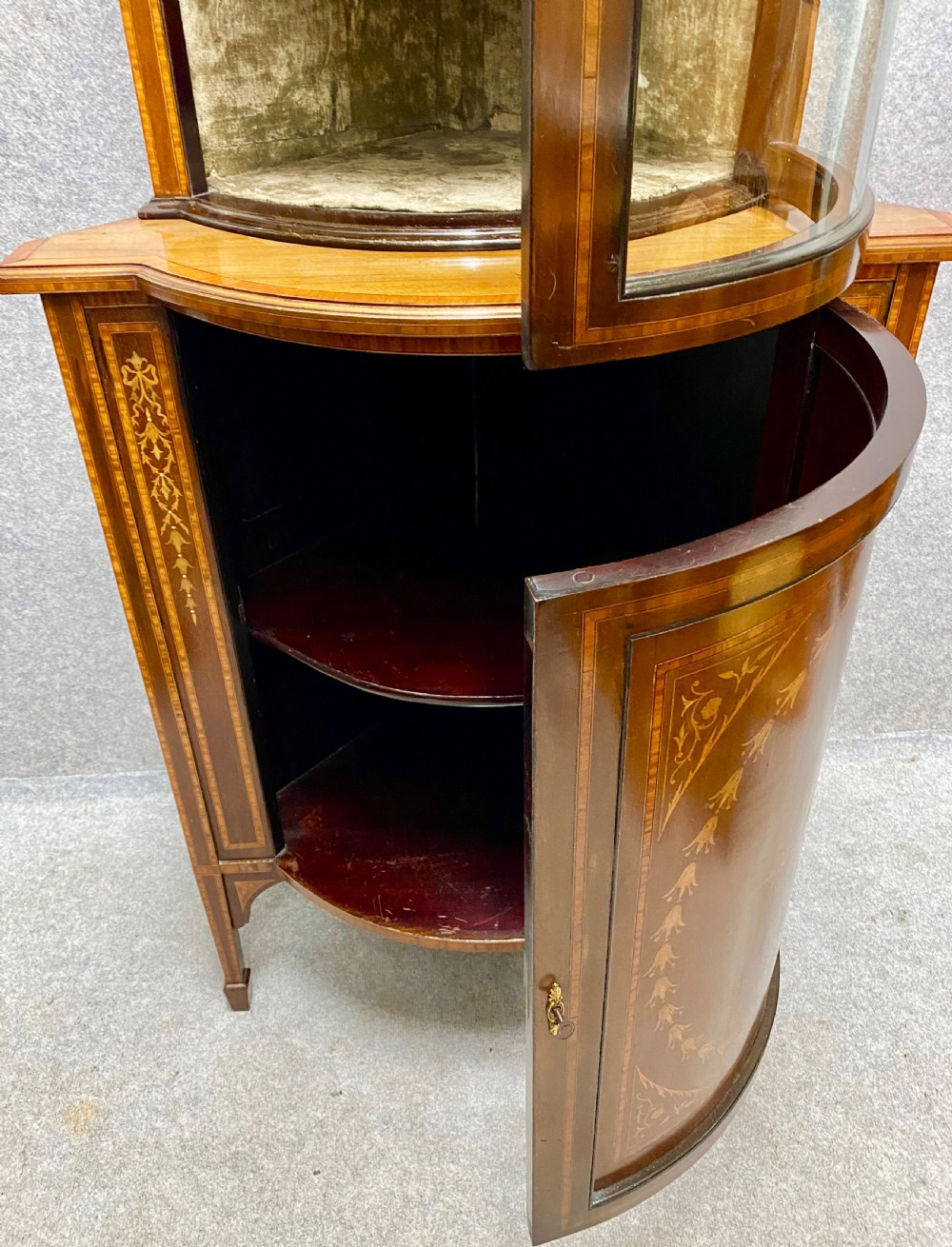 Sheraton Revival Inlaid Corner Cabinet View XV