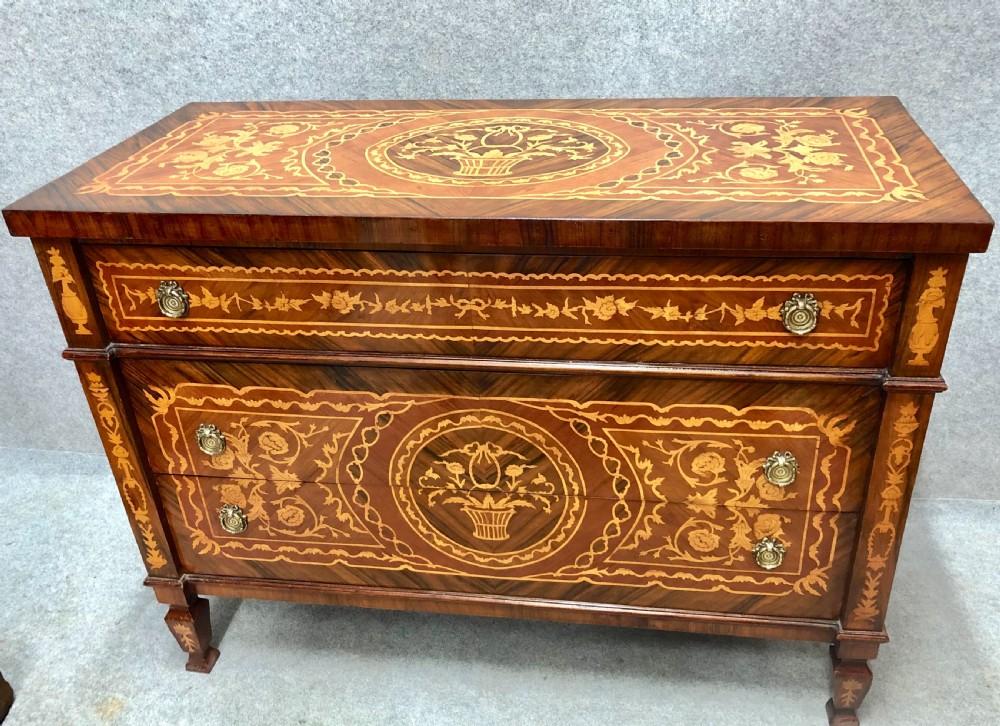 Italian Marquetry Commode Chest View V