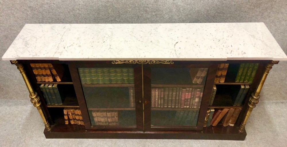 Regency Brass Inlaid Rosewood Dwarf Bookcase View II