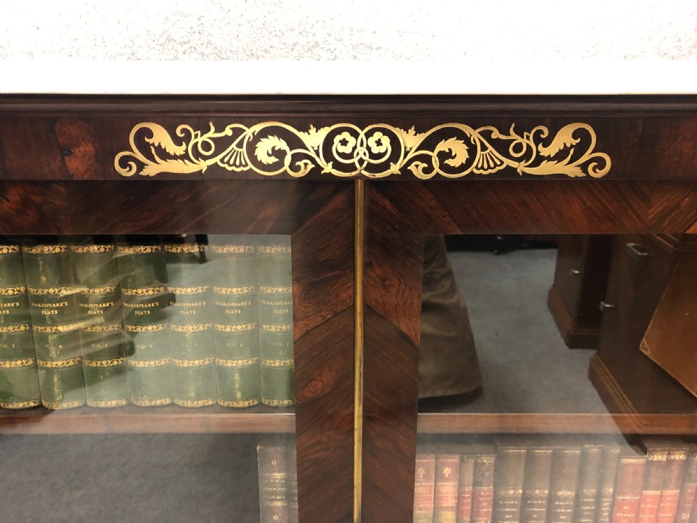 Regency Brass Inlaid Rosewood Dwarf Bookcase View IV