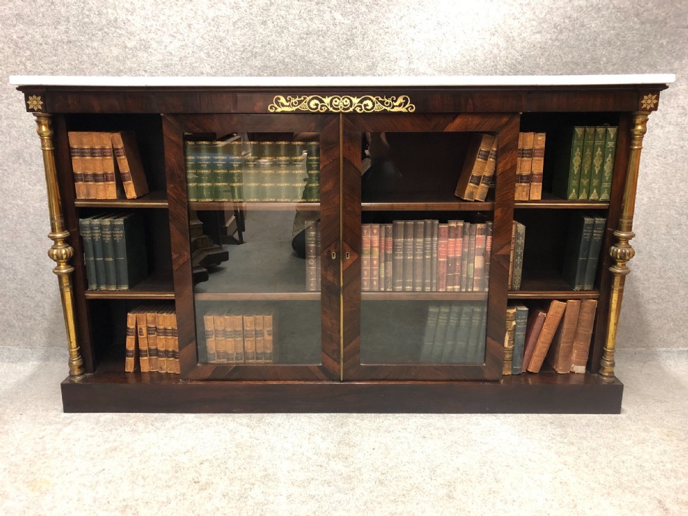 Regency Brass Inlaid Rosewood Dwarf Bookcase View VII
