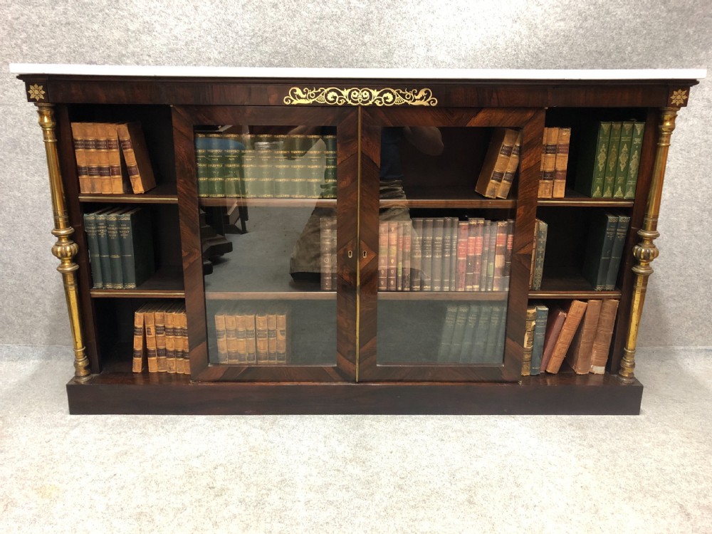 Regency Brass Inlaid Rosewood Dwarf Bookcase View X