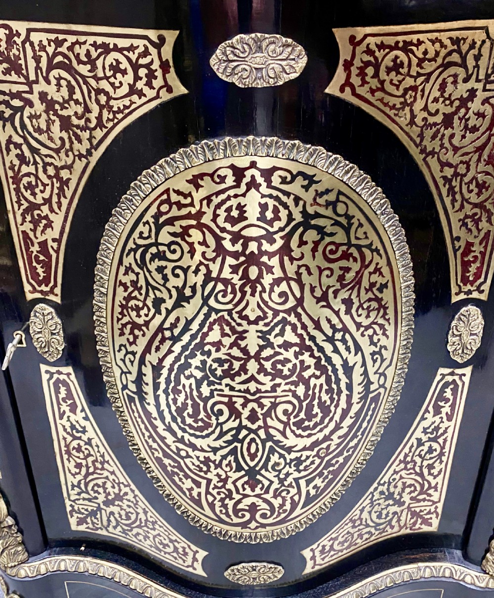 Serpentine Brass inlaid & Marble Topped Side Cabinet View IV