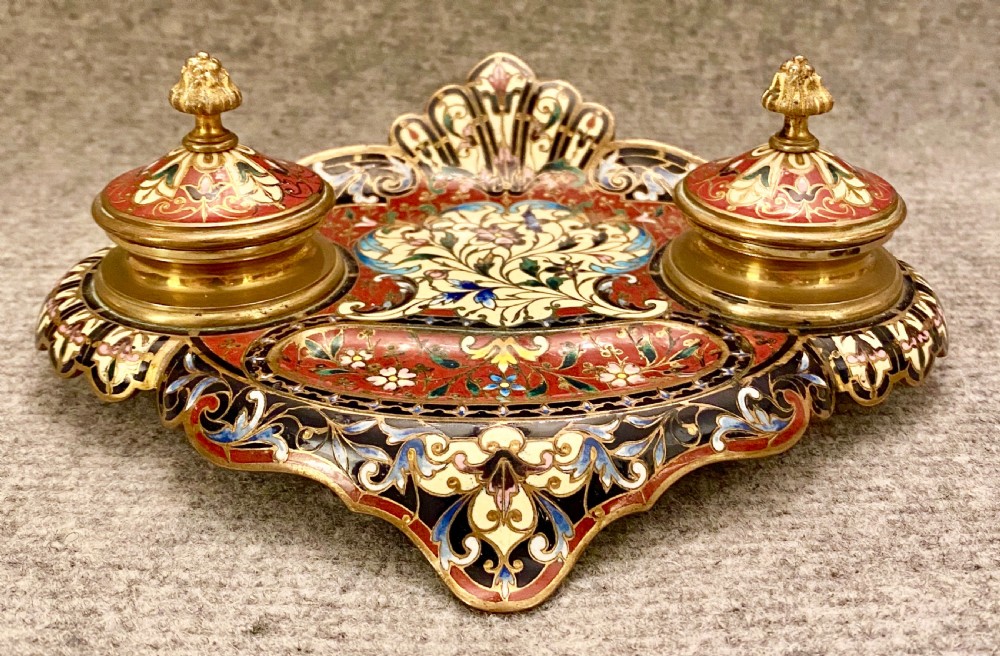 Good Quality French Champleve Enamel Desk Stand
