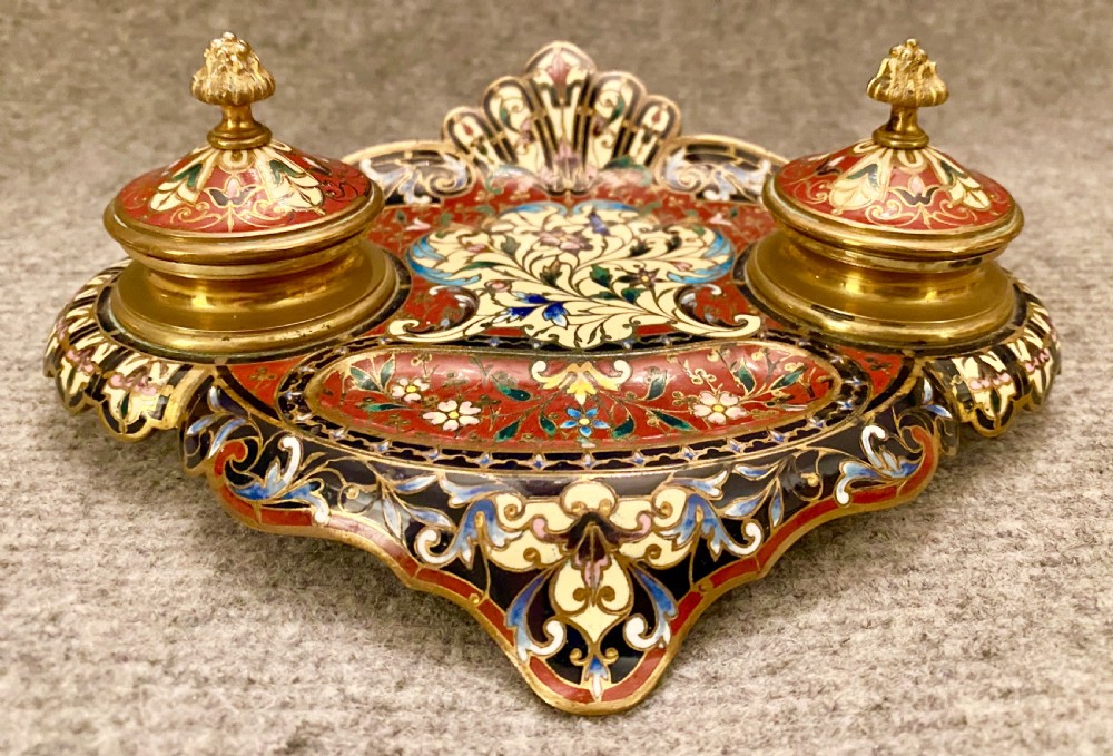Good Quality French Champleve Enamel Desk Stand View II
