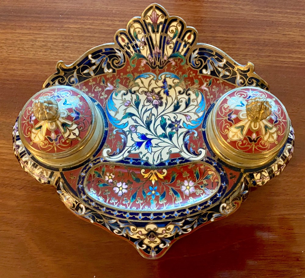 Good Quality French Champleve Enamel Desk Stand View III