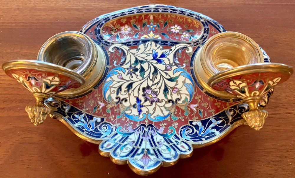 Good Quality French Champleve Enamel Desk Stand View V