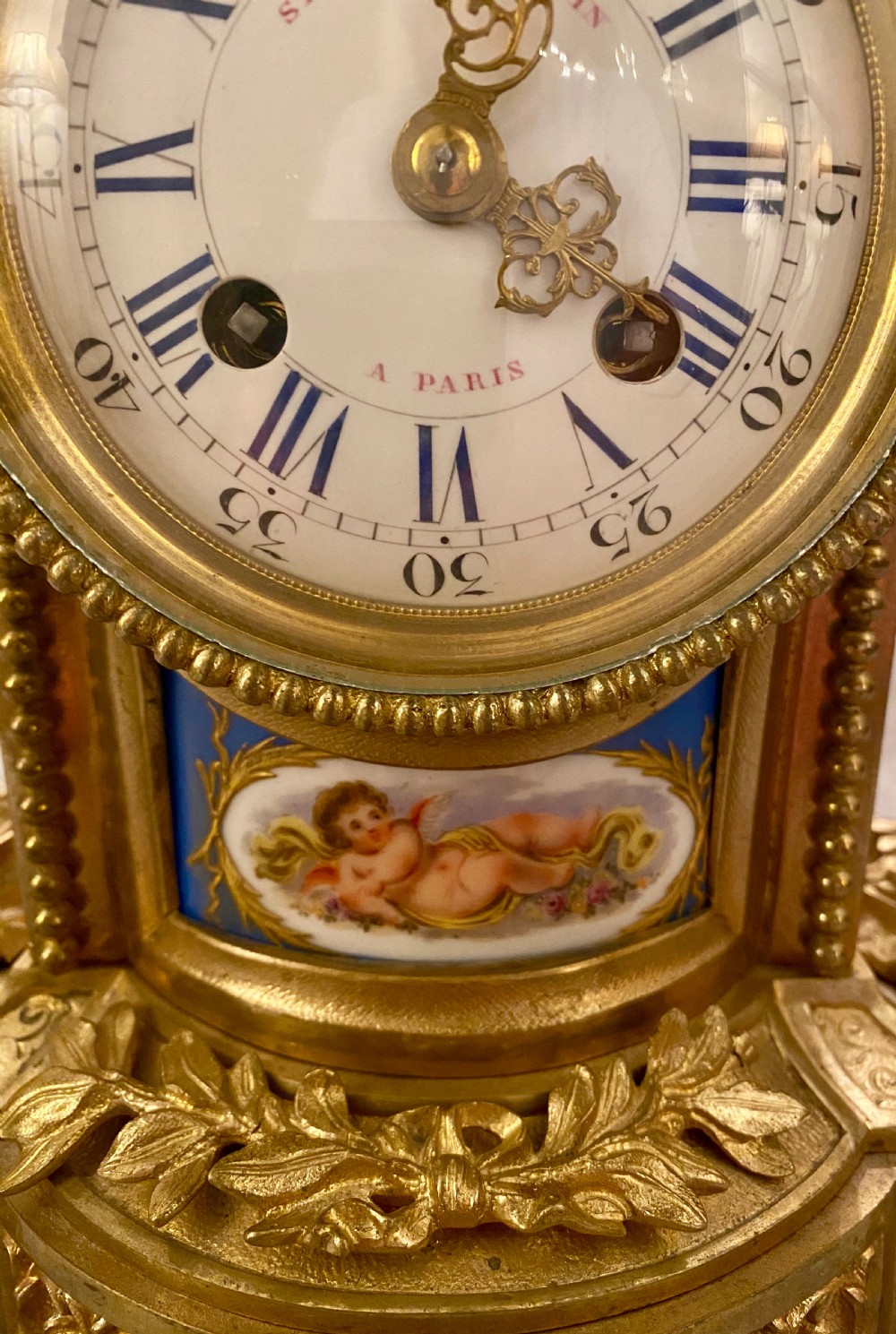 French Ormolu and Porcelain Mantle Clock View II
