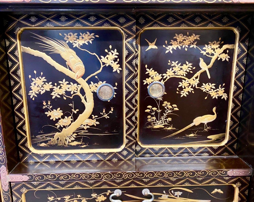 Fine Meiji Period Lacquer Shodana Cabinet View III