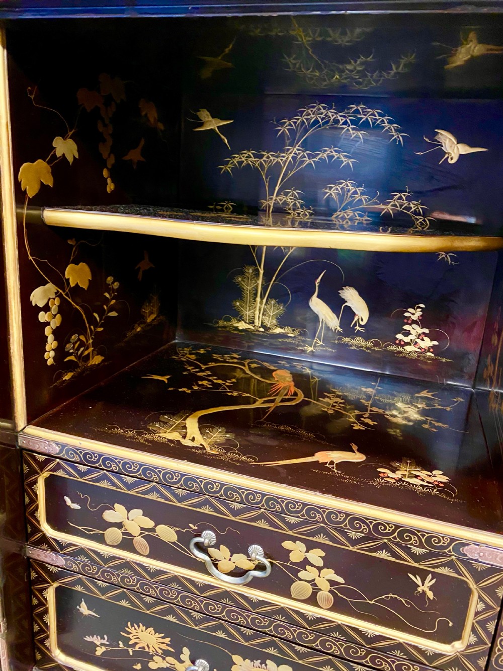 Fine Meiji Period Lacquer Shodana Cabinet View V