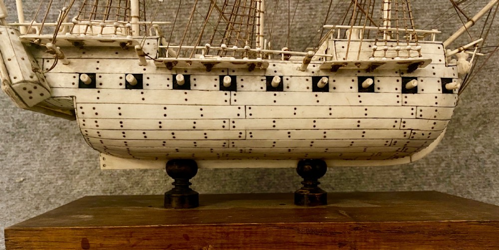 Napoleonic Prisoner of War Bone Model Ship View V