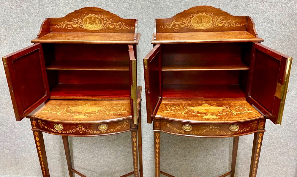 Fine Pair of Sheraton Revival Side Cabinets View XII