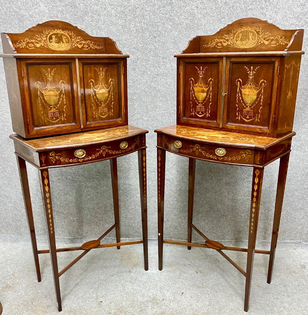 Fine Pair of Sheraton Revival Side Cabinets View XVI