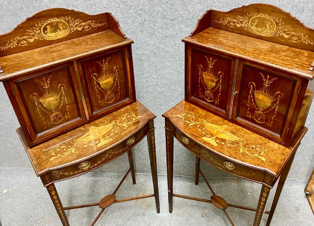 Fine Pair of Sheraton Revival Side Cabinets View XVII