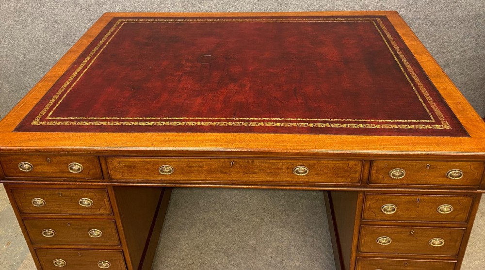 Large & Good Quality 18 drawer Antique Partners Desk View II