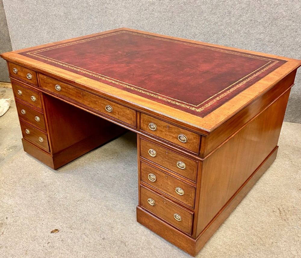Large & Good Quality 18 drawer Antique Partners Desk View V