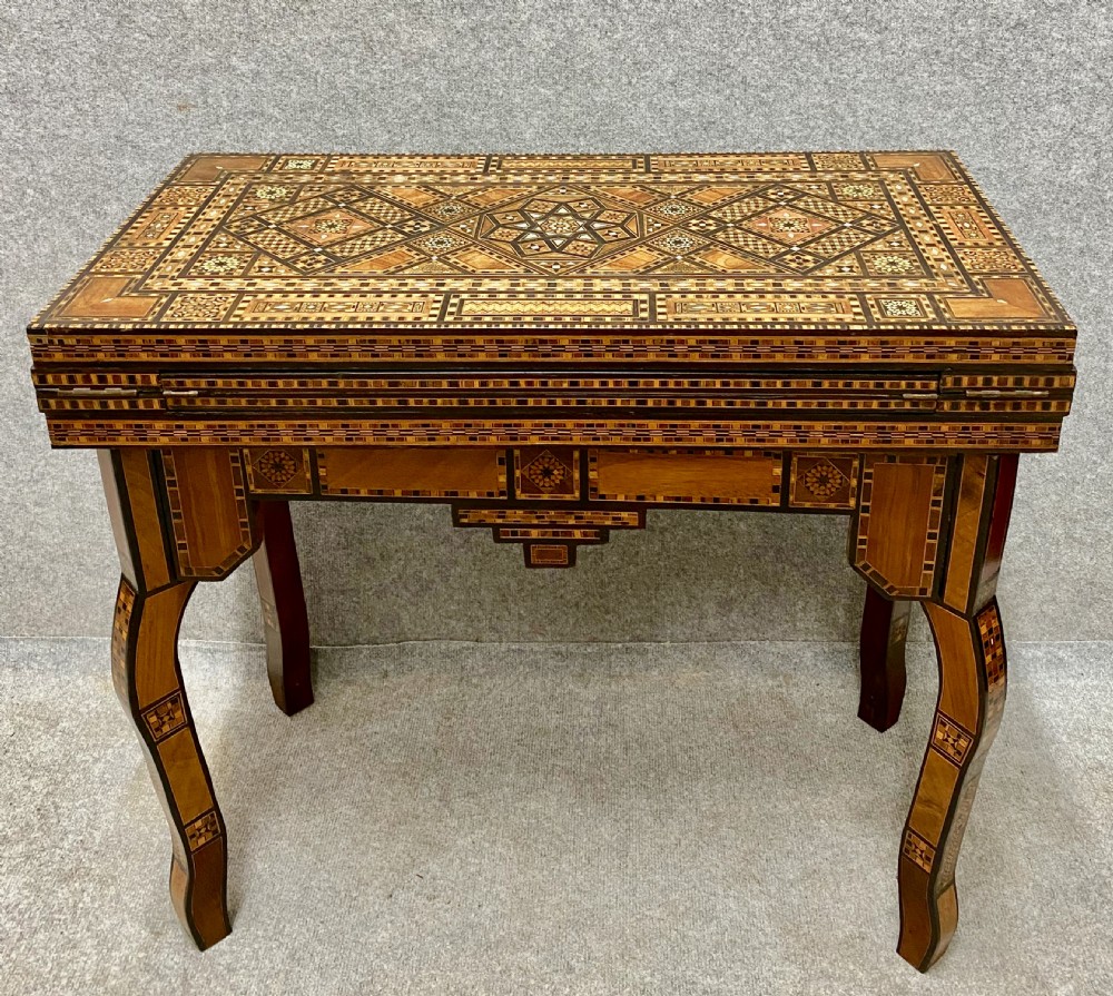 Stunning Damascus Marquetry Inlaid Games Table