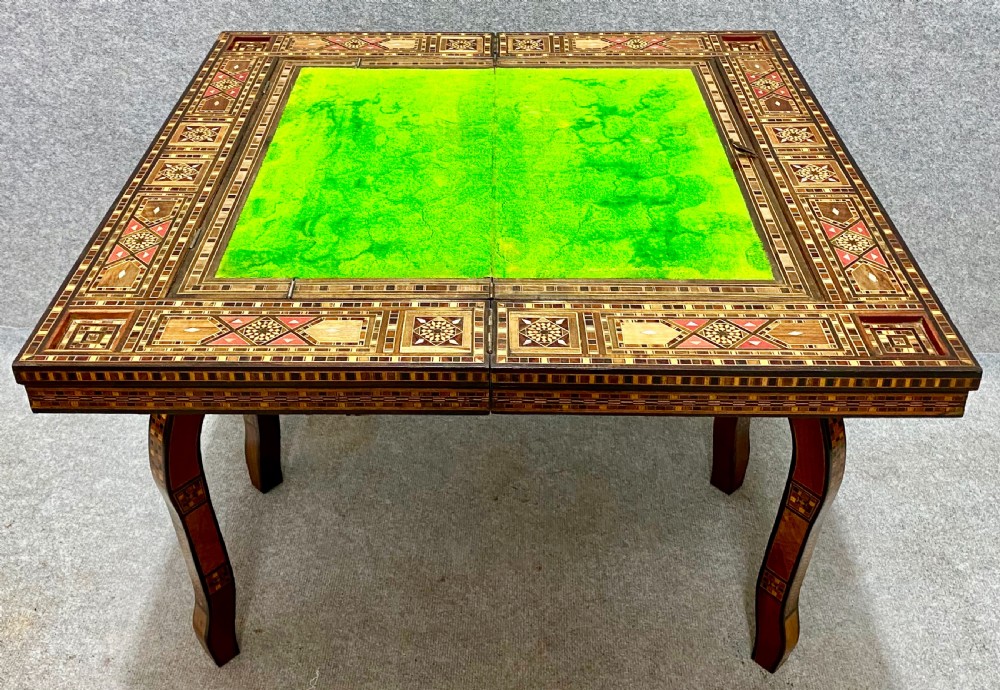 Stunning Damascus Marquetry Inlaid Games Table View III