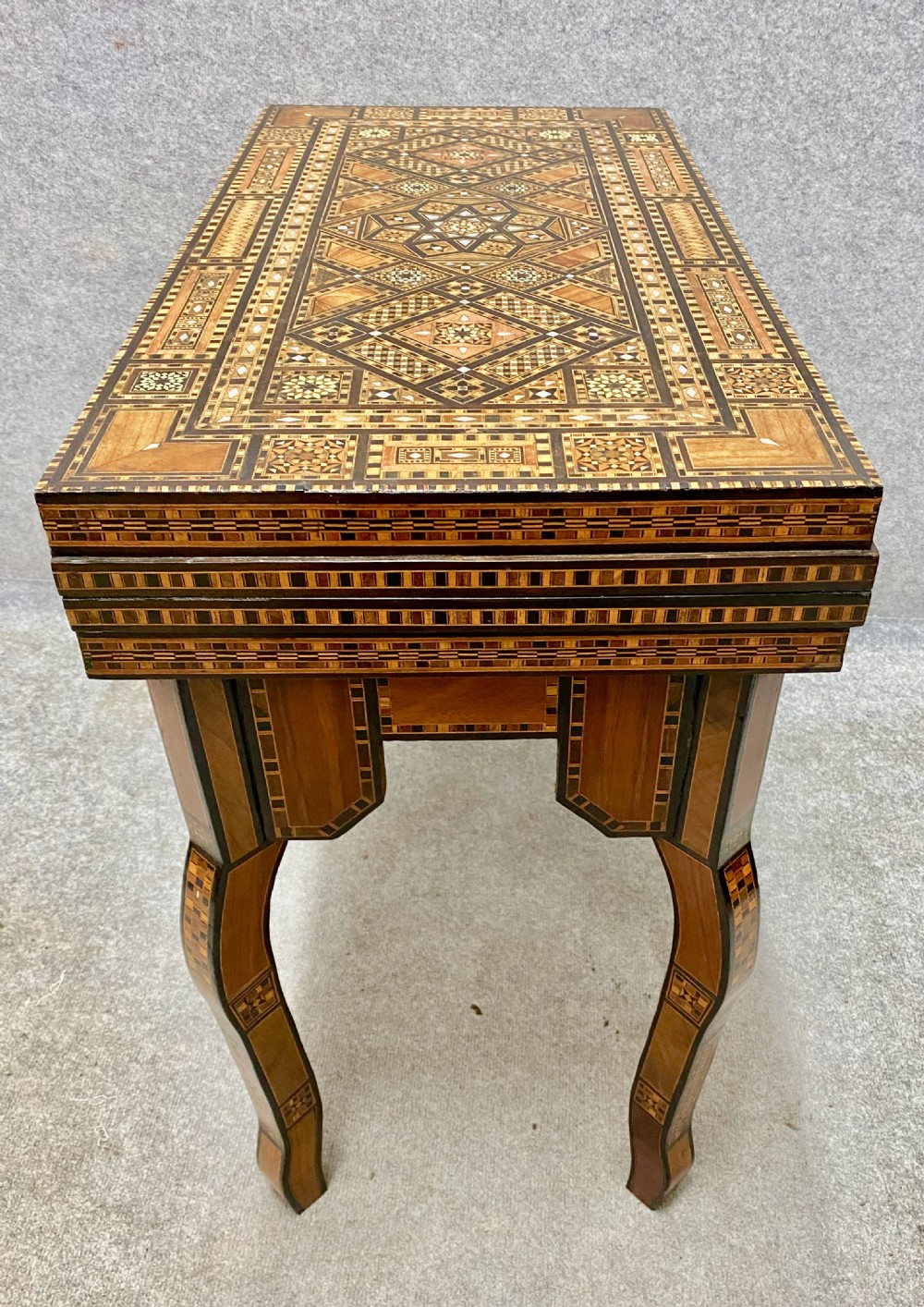 Stunning Damascus Marquetry Inlaid Games Table View VI
