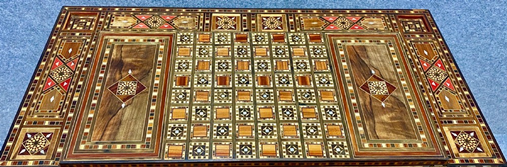 Stunning Damascus Marquetry Inlaid Games Table View VIII